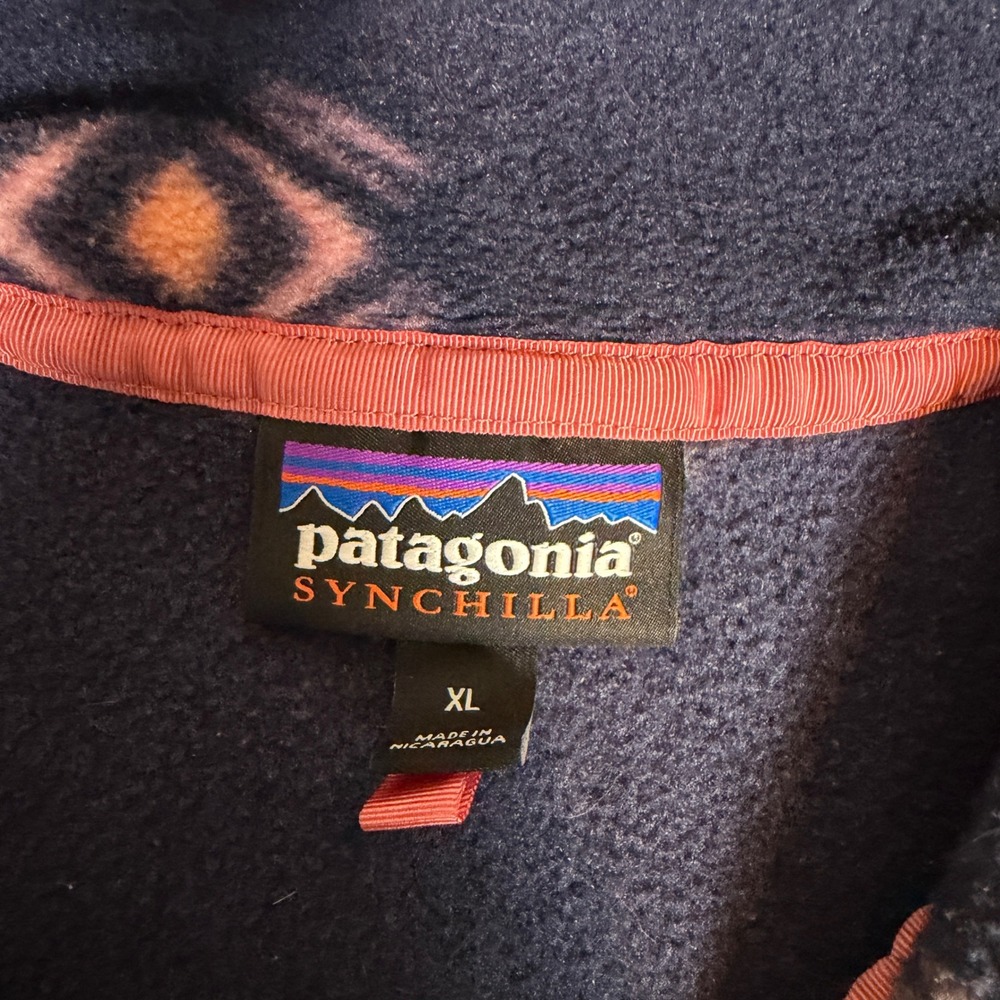 Patagonia Synchilla Snap-T Fleece Pullover Mens XL Blue Geometric Southwestern - Picture 3 of 5